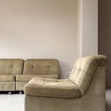 Three vintage seating elements with corduroy fabric