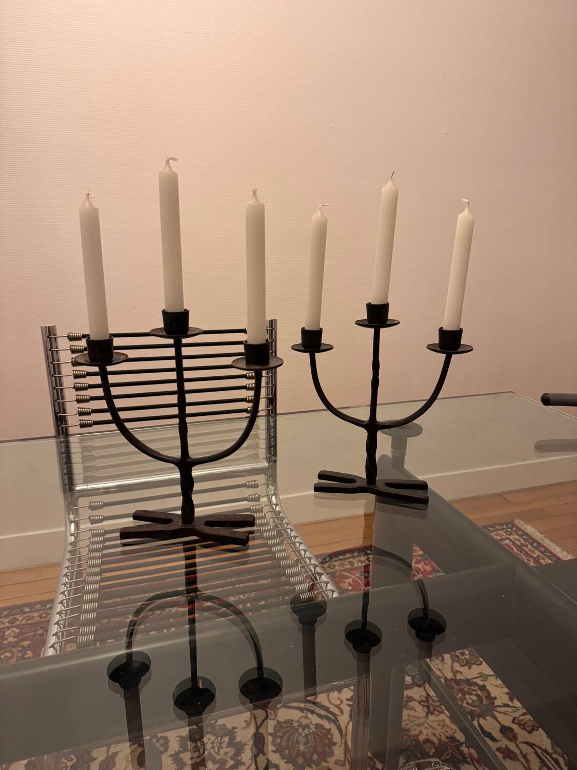 Brutalist pair of candlesticks