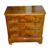 19th century chest of drawers in mahogany veneer, three drawers, 81x80x43 cm
