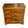 Commode XIXth in mahogany veneer, three drawers, 81x80x43 cm