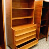 Cabinet and furniture in ash and painted glass, Italy, 1950
