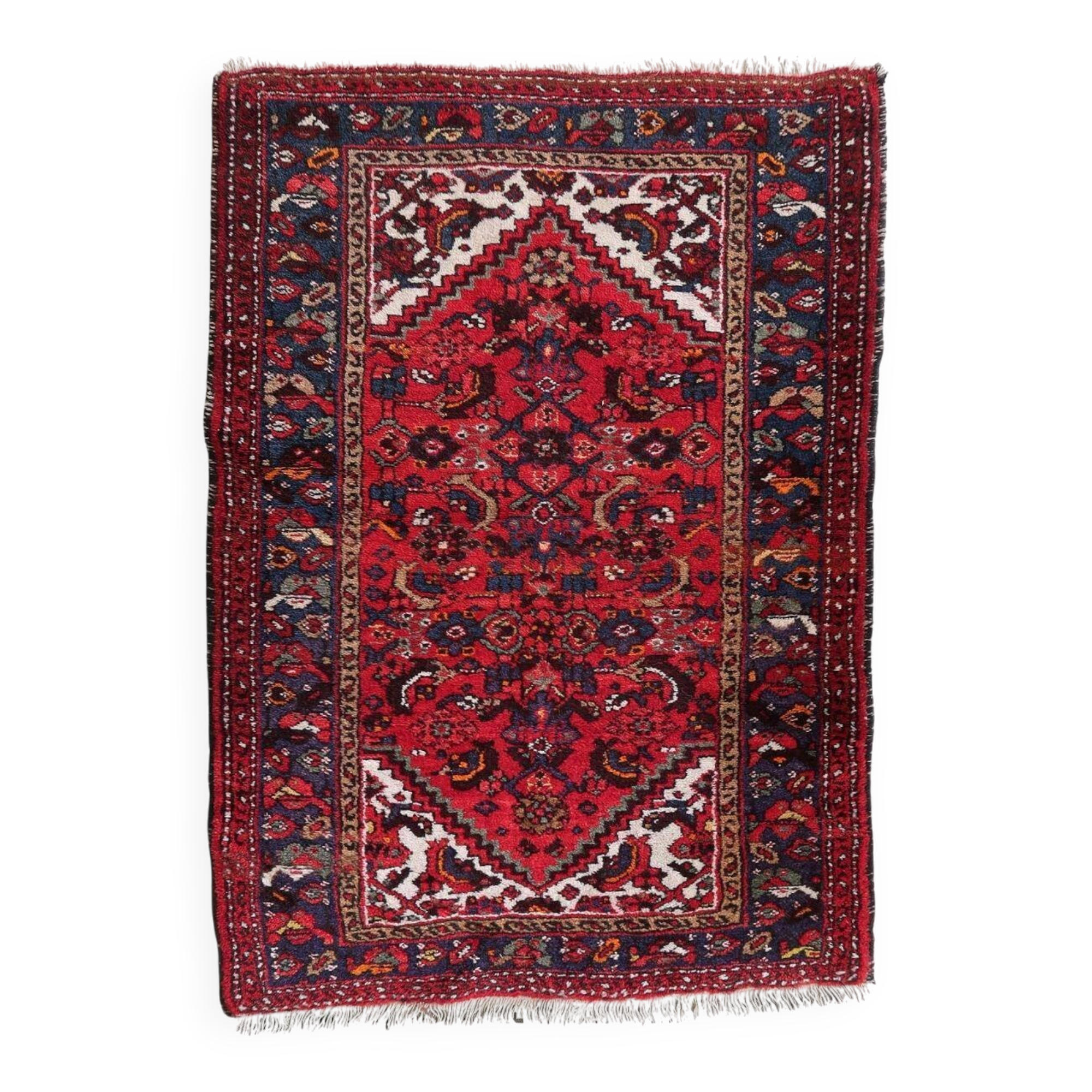 Handmade vintage Persian Hamadan rug 103cm x 142cm 1970s - 1C1170