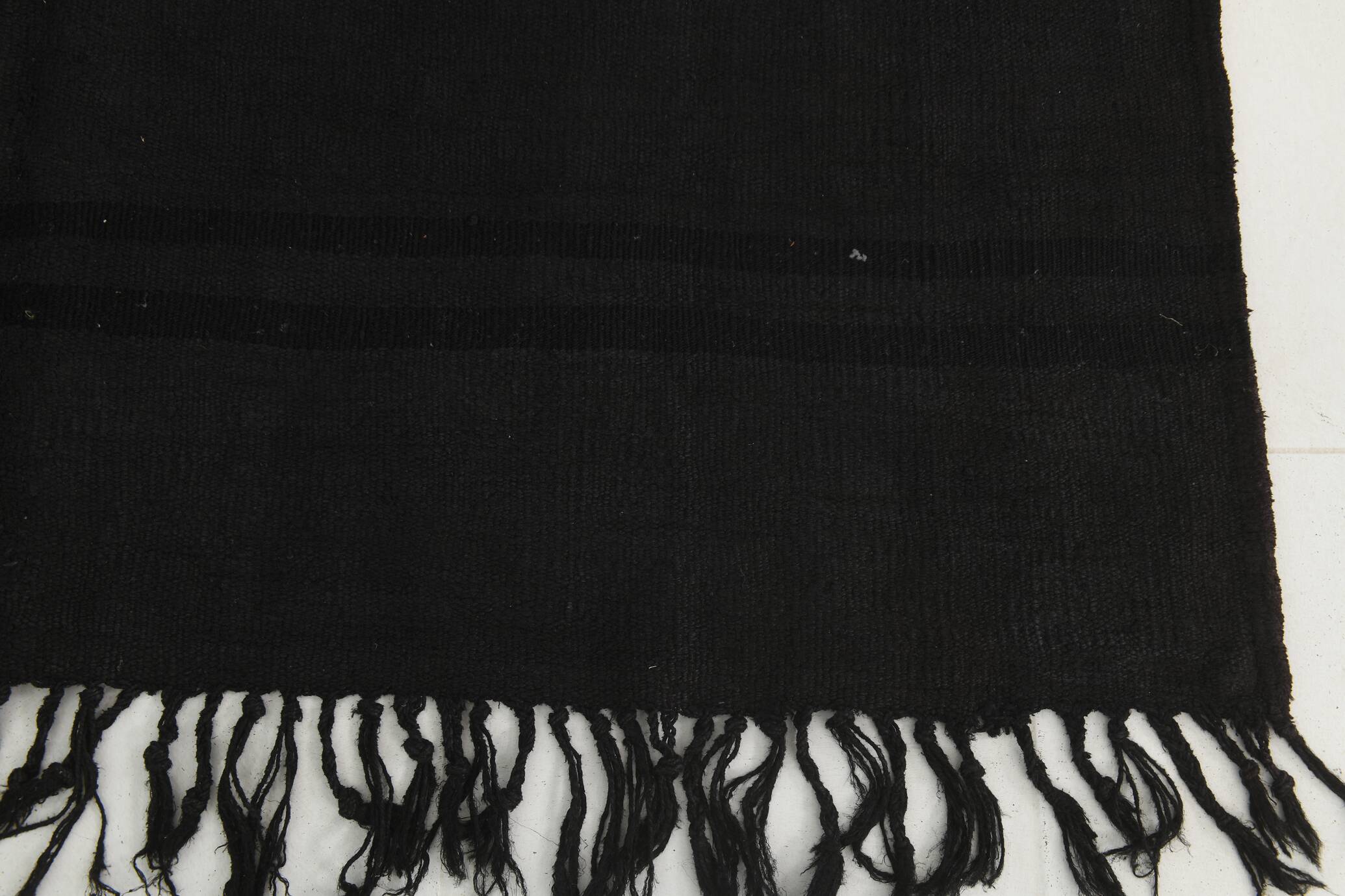 Striped Pattern Black Vintage Rug, 204x296 Cm