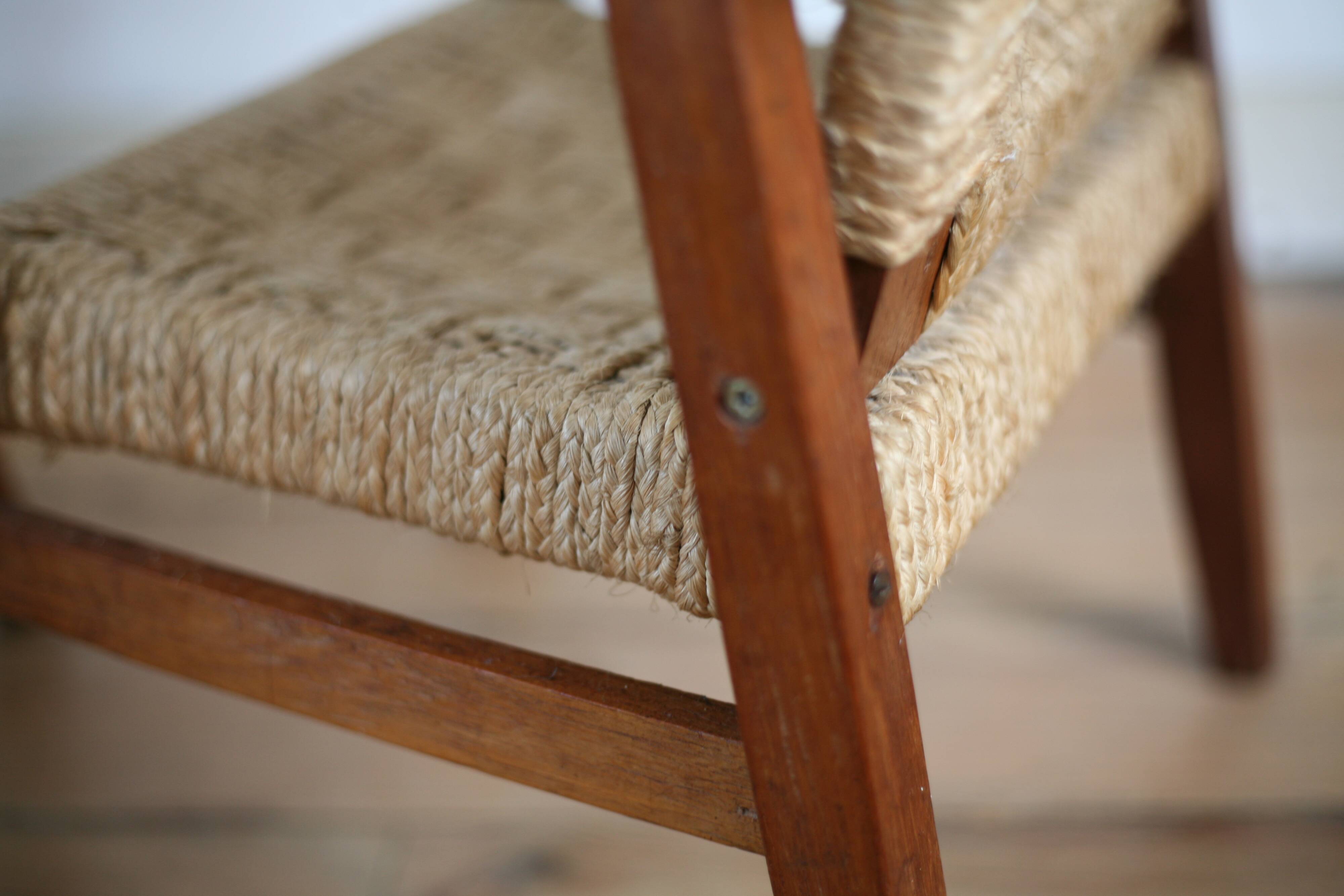 Pair of children's armchairs in rope, attributed to Audoux Minet.
