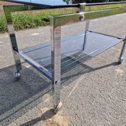 Table basse des années 1970 en chrome et verre fumé