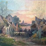 Pendant of HST Paintings "Animated farmyard" Paul DEVILLERS (XIX-XX)