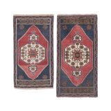 Paire de tapis pales turc noués main 57x109 cm