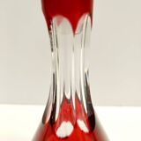 Bohemian Transparent and Red Crystal Decanter Bottle by Dresden Crystal, Germany