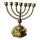 Candlestick, Seven-branched Menorah in brass