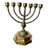 Candlestick, Seven-branched Menorah in brass