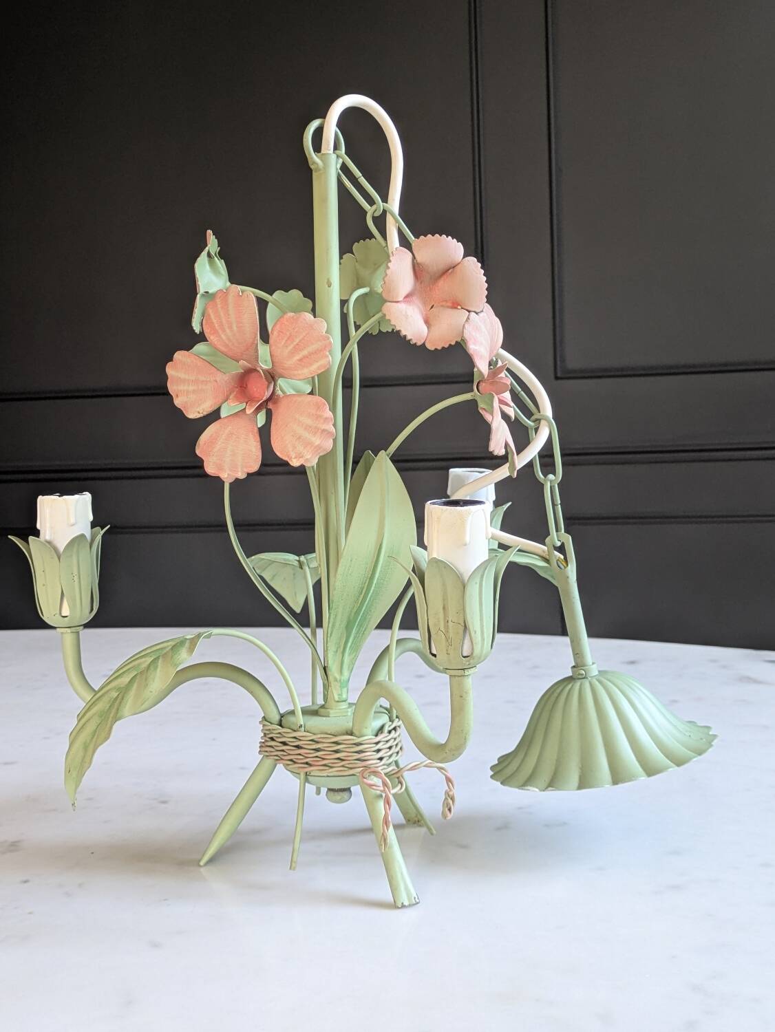 Ancien lustre fleuri italien