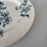 Assiette plate terre de fer sarreguemines fleur bleu- faïence ancienne