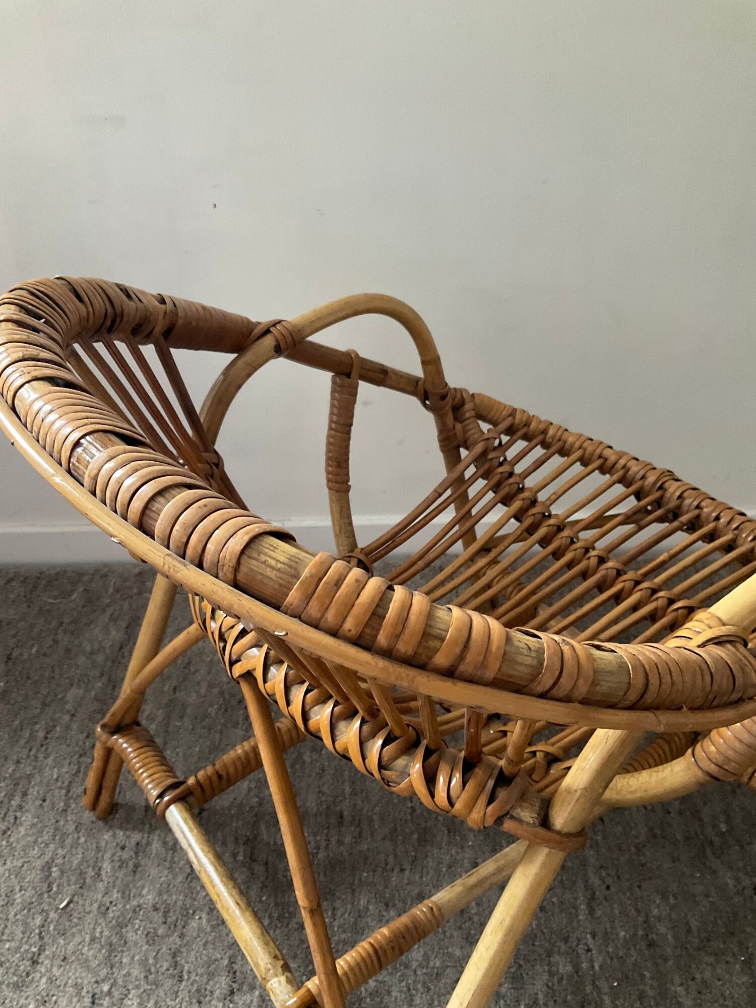 Children's armchair rattan shell from the 70s