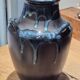 Blue glazed stoneware vase with drips – signed – 25 cm