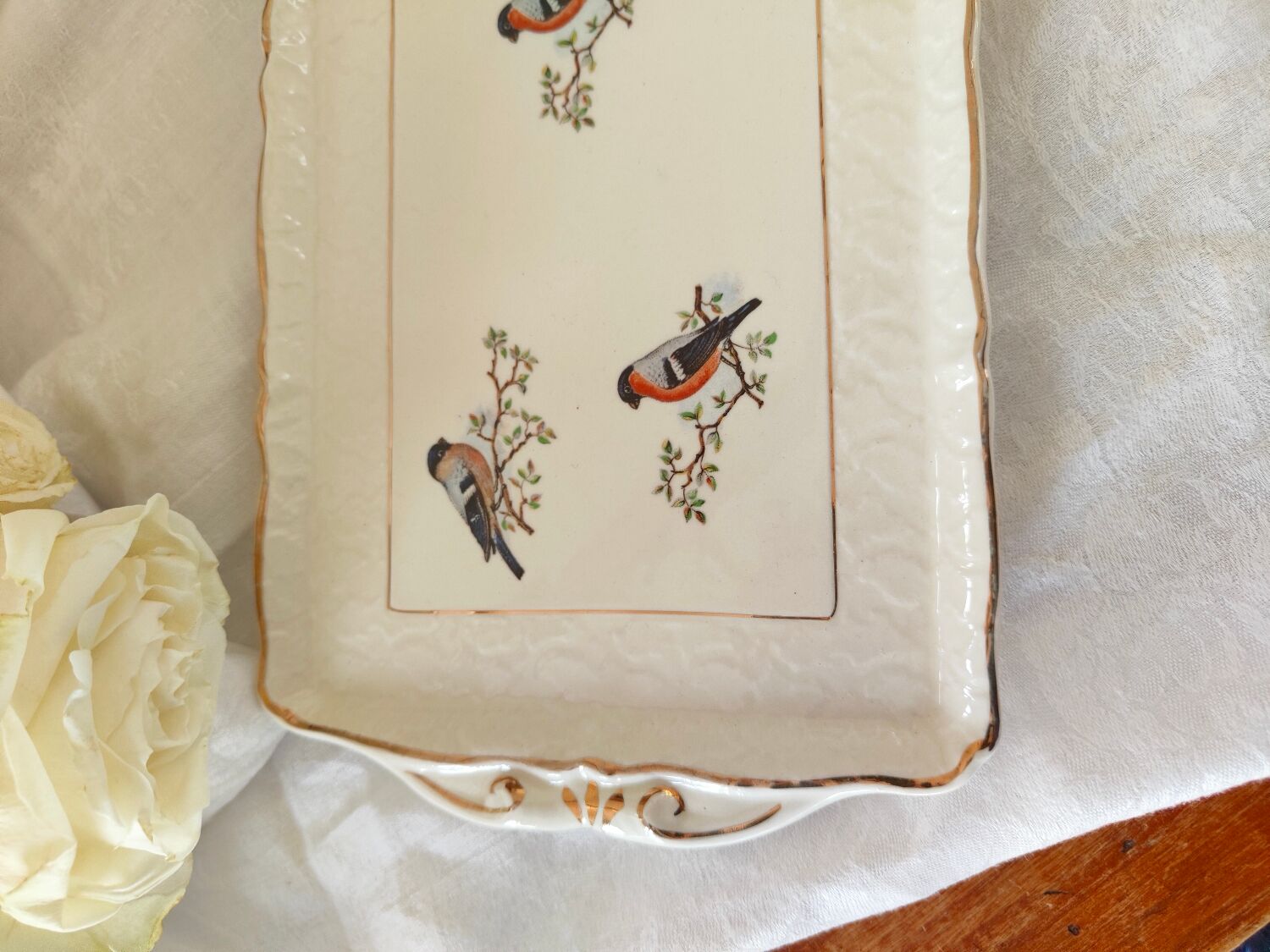 Ceranord St Amand cake dish - bird motifs