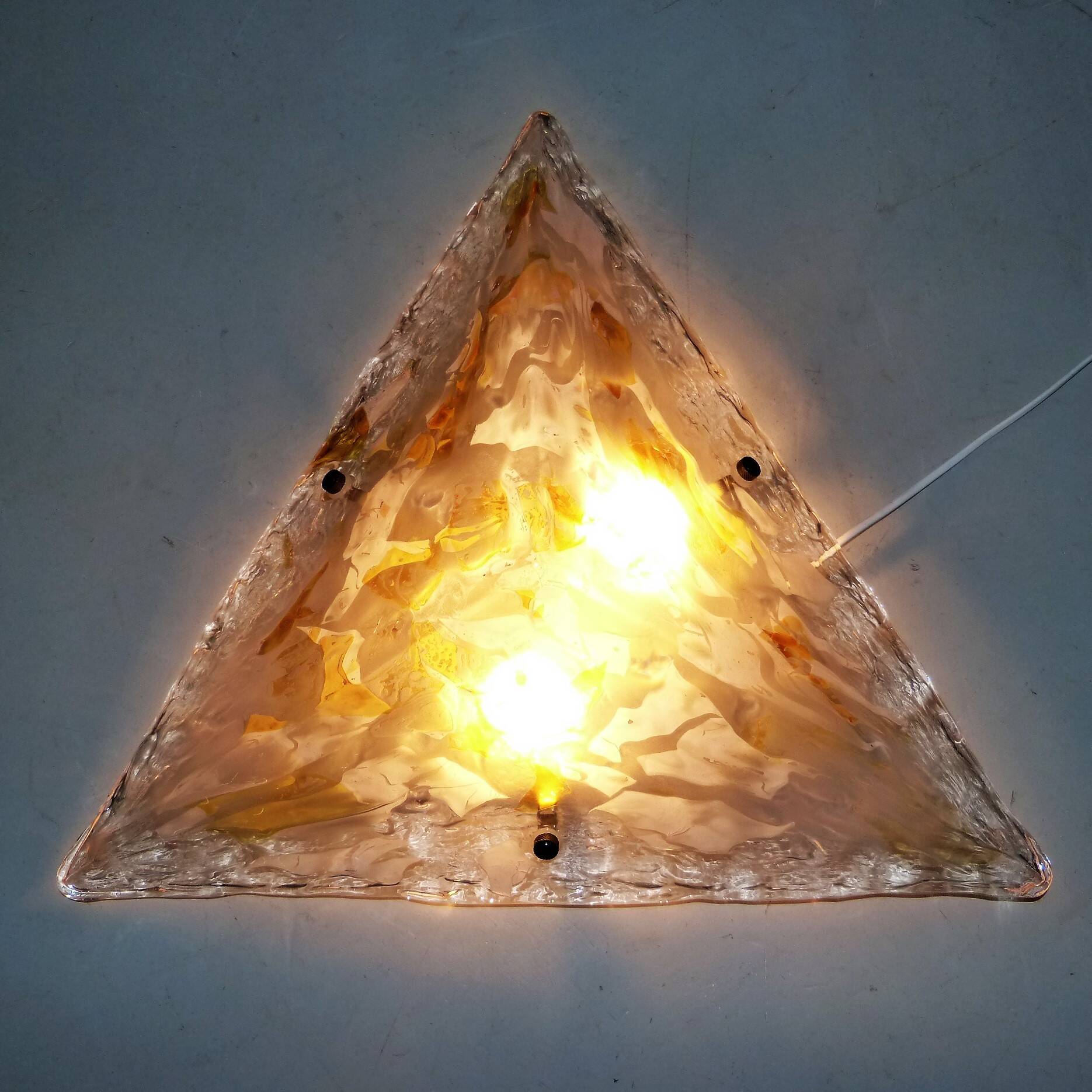 Large triangular glass wall & ceiling lamp, 1960’s