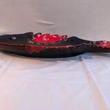 Ancien plat poisson céramique marron rouge vintage
