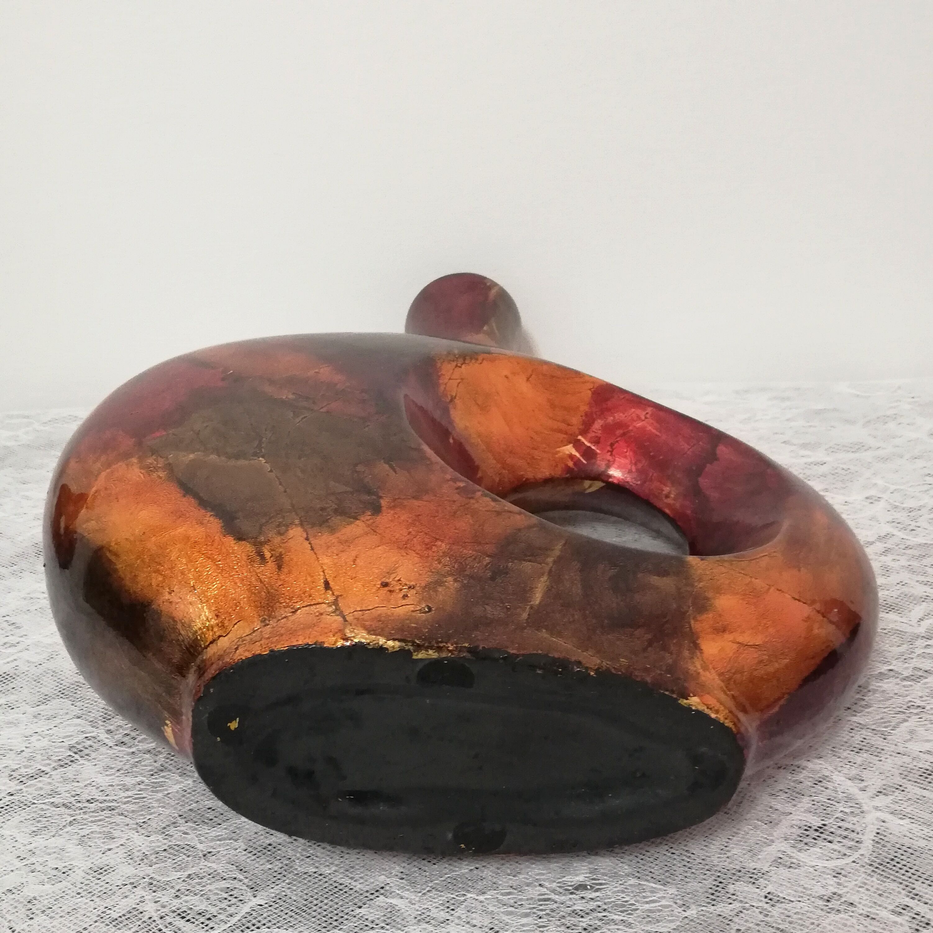 Enamelled and lacquered metal vase height 33cm