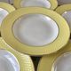 lot of 6 hollow plates Moulin des Loups textured canary yellow 50s