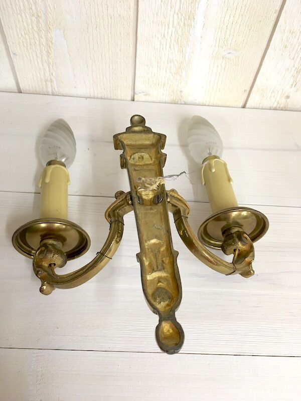 Pair of gold bronze wall light Louis XVI style