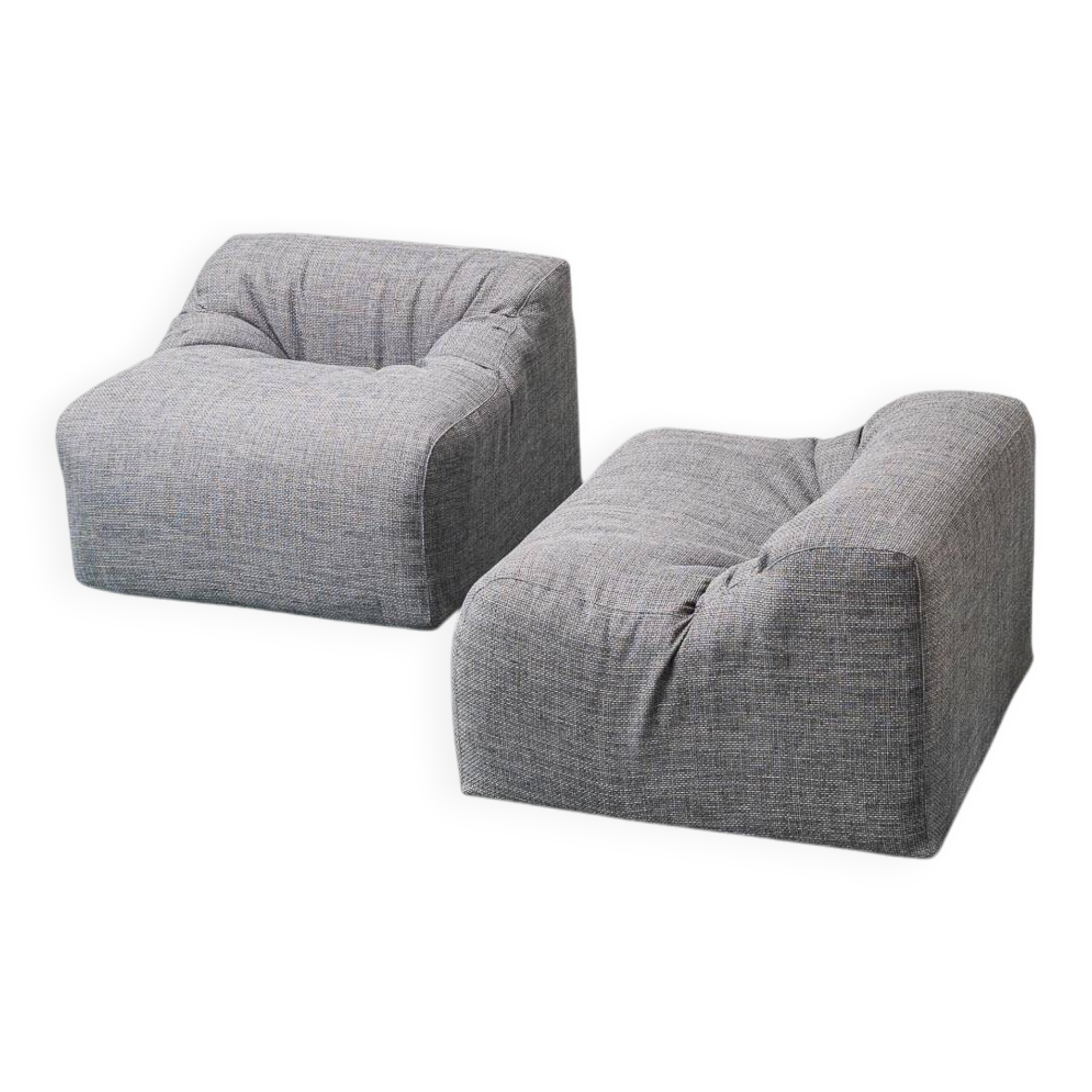 Paire de fauteuils en tissu gris vintage des années 1970