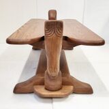 Vintage coffee table 1970 in solid oak