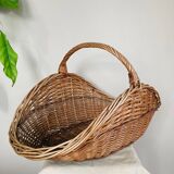 Wicker rattan log basket from the 1970s/80s