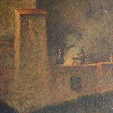 Antique Landscape Painting- early 19th-century - Italian landscape with pastoral scenery.