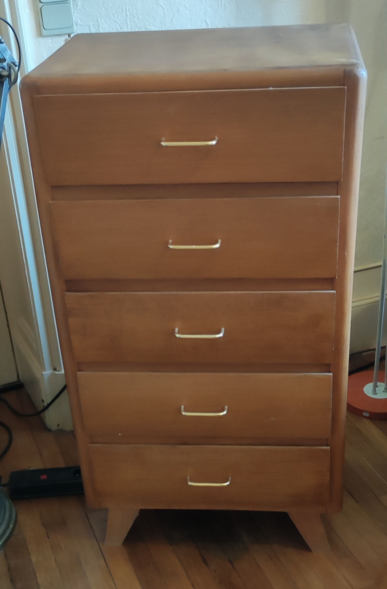 Meuble chiffonnier vintage 5 tiroirs années 1970