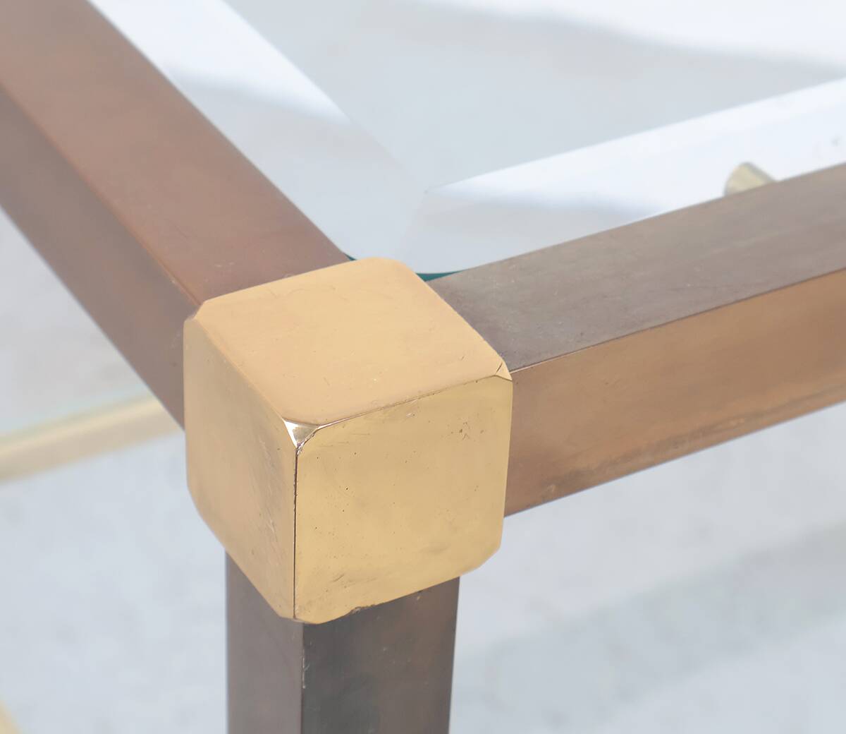 Brass and glass design console table, 1970s