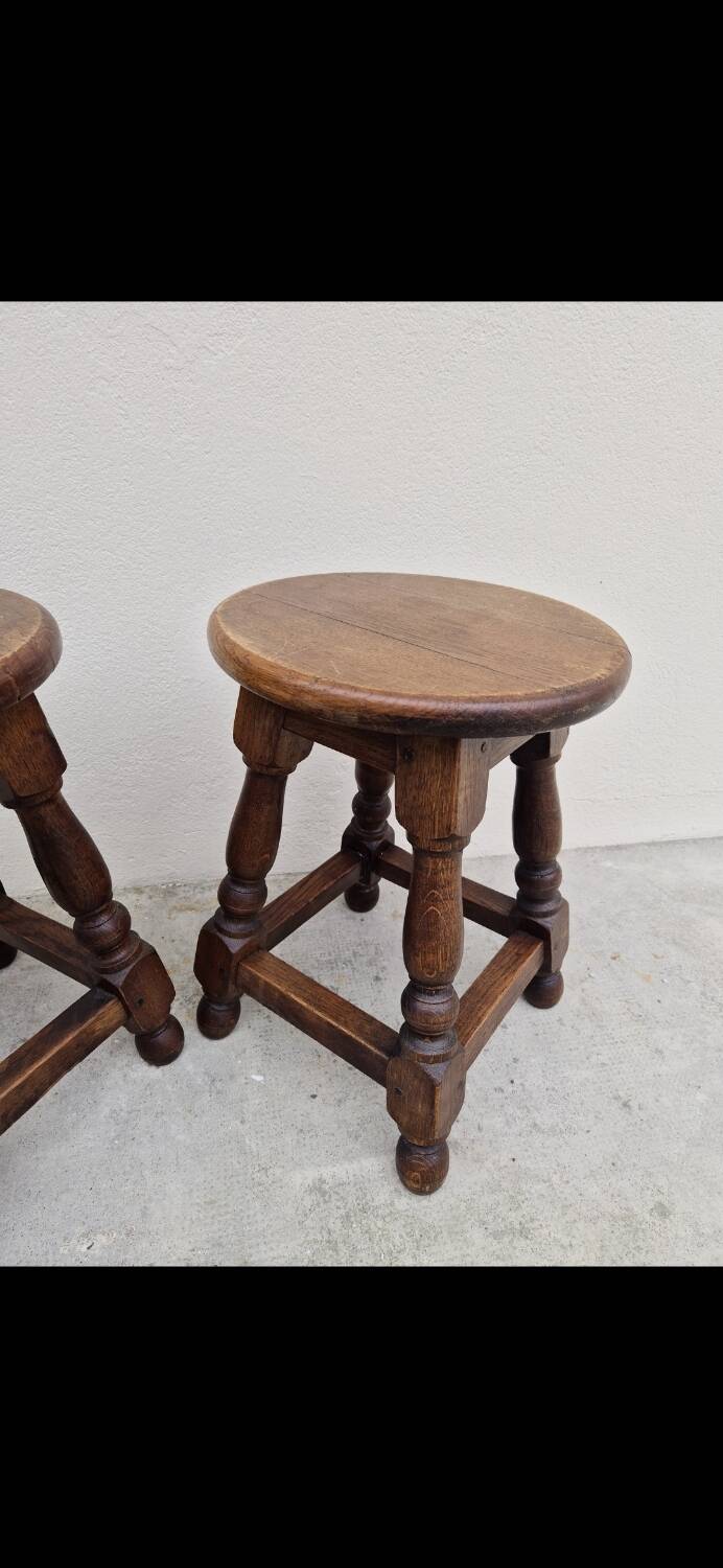 Pair of 19th century solid oak stools