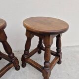 Pair of 19th century solid oak stools