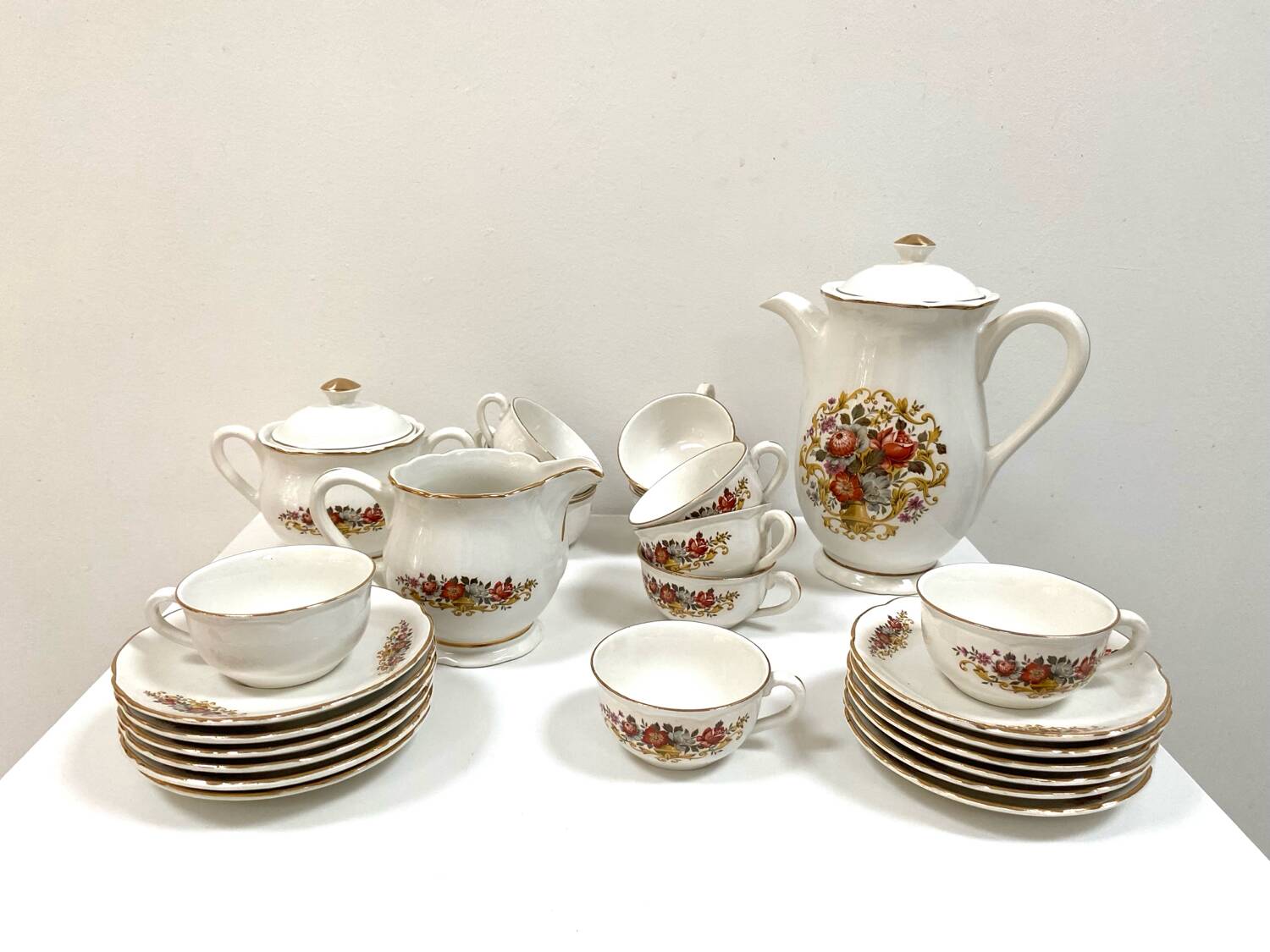 Service à café complet 12 tasses Digoin Sarreguemines des années 50