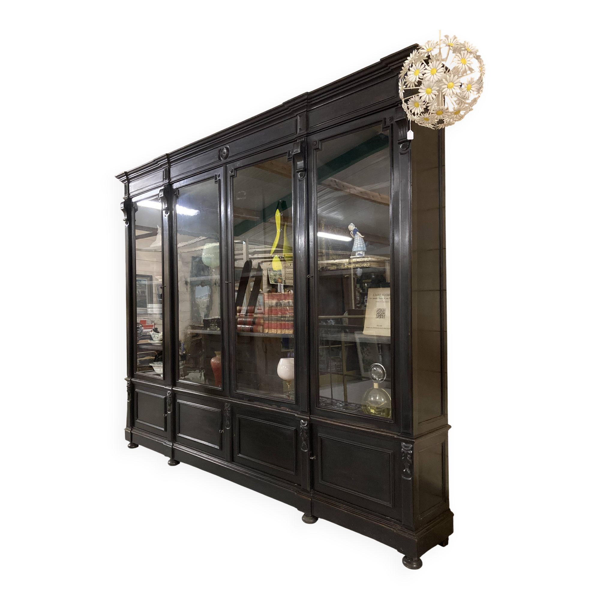 Library from the Napoléon III era in blackened pear wood.