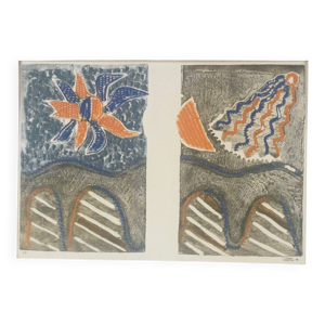 Le pont.Gravure au carborundum,