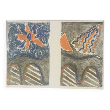 LOUTTRE B, 1926-2012. The bridge. Carborundum engraving.