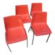 Set of 4 old red LAFA chairs L264