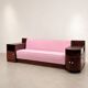 Art Deco sofa in blush pink velvet, 1930s