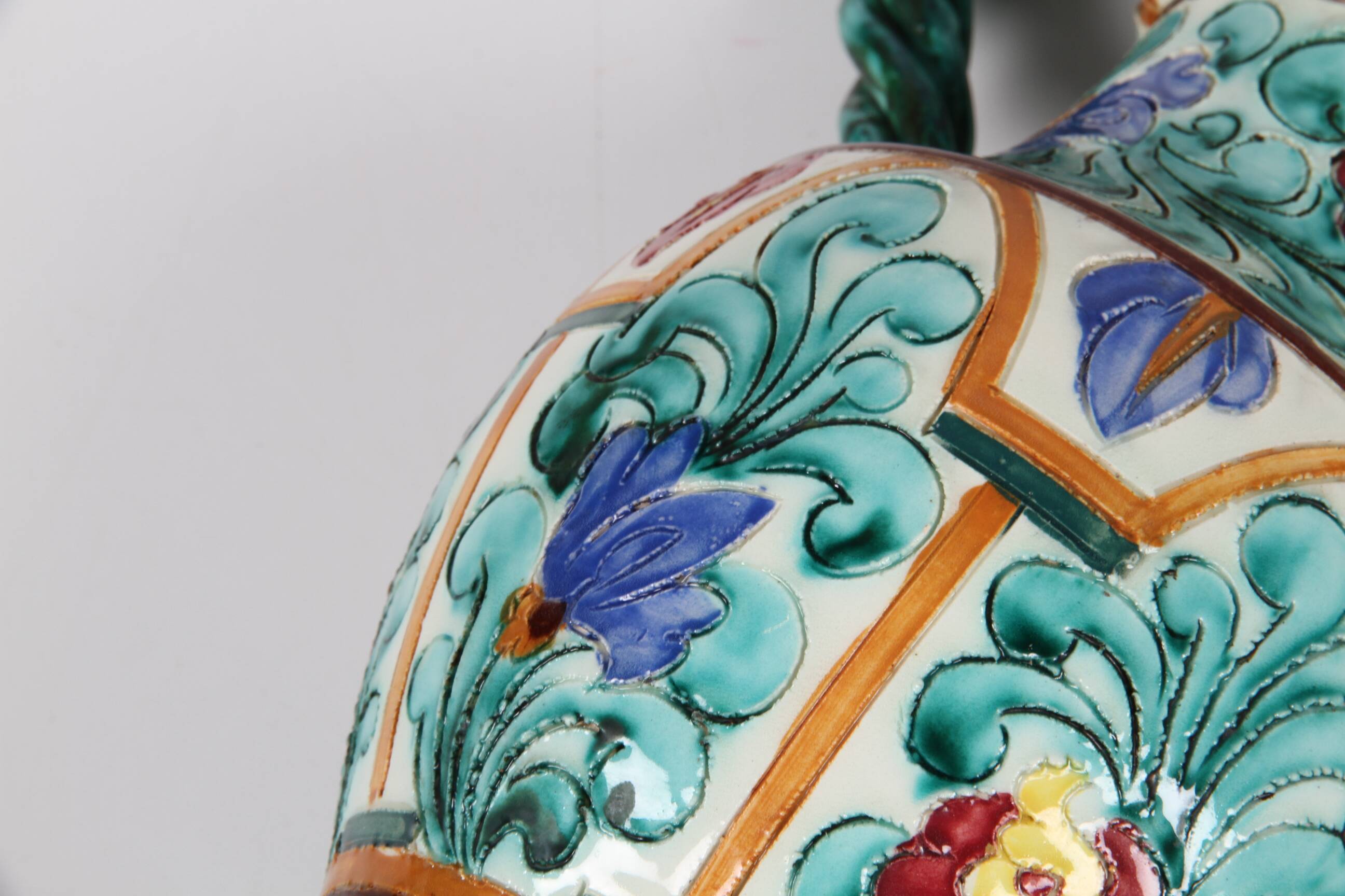 Polychrome earthenware jug