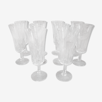 Lot de 10 flûtes à champagne en verre ciselé