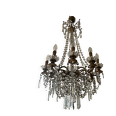 Grand chandelier in Louis XV style with crystal pendants.