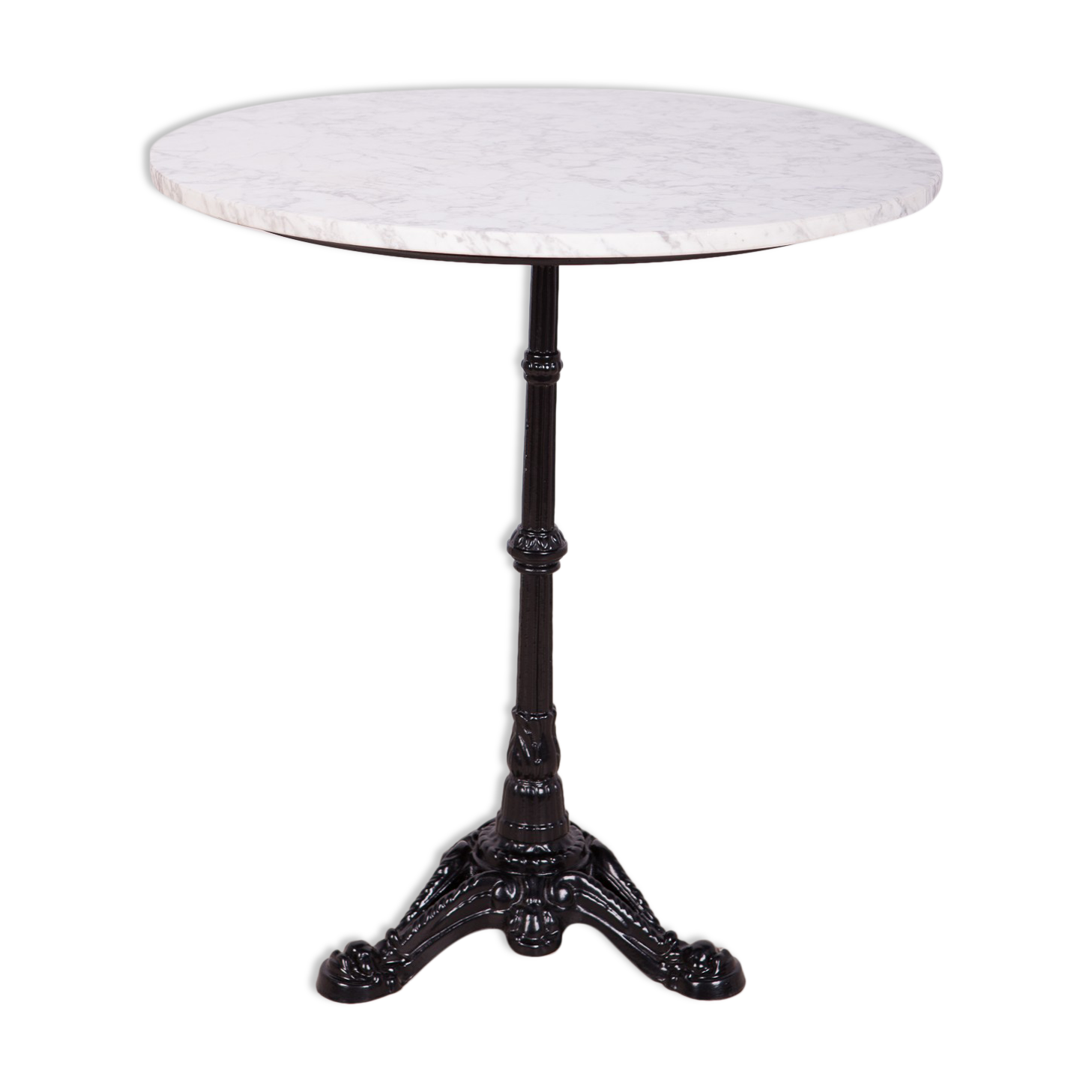 Art nouveu cast iron and marble pedestal table