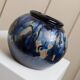 Danish Vintage Glazed Ceramic Vase by Hildegon Als in blue-brown glaze, mid-century 1960s