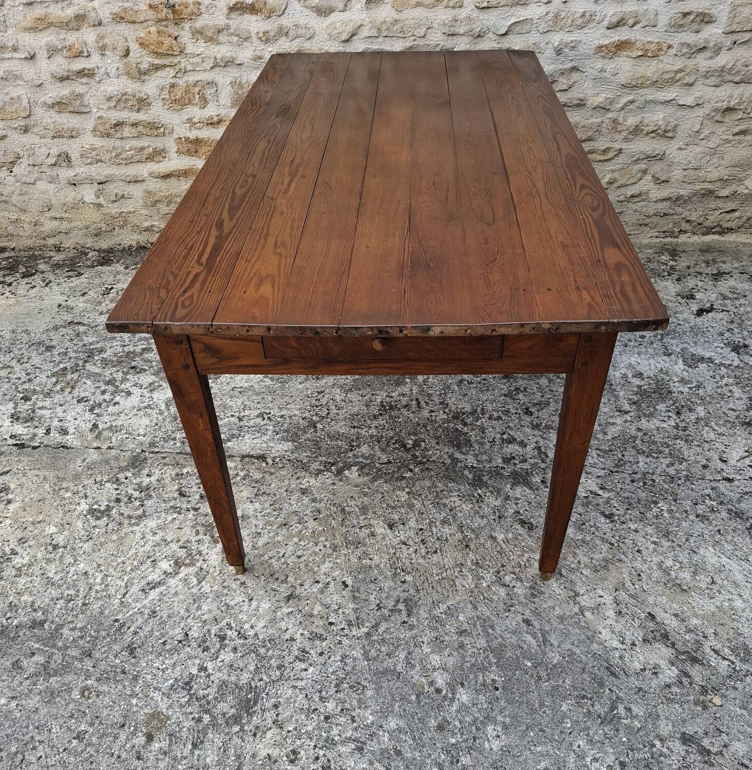 Table de ferme en chêne et sapin