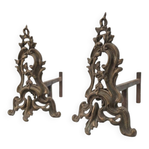 Paire de chenets style - bronze