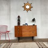 Vintage walnut 50/60 style Scandinavian style spindle feet black spindles