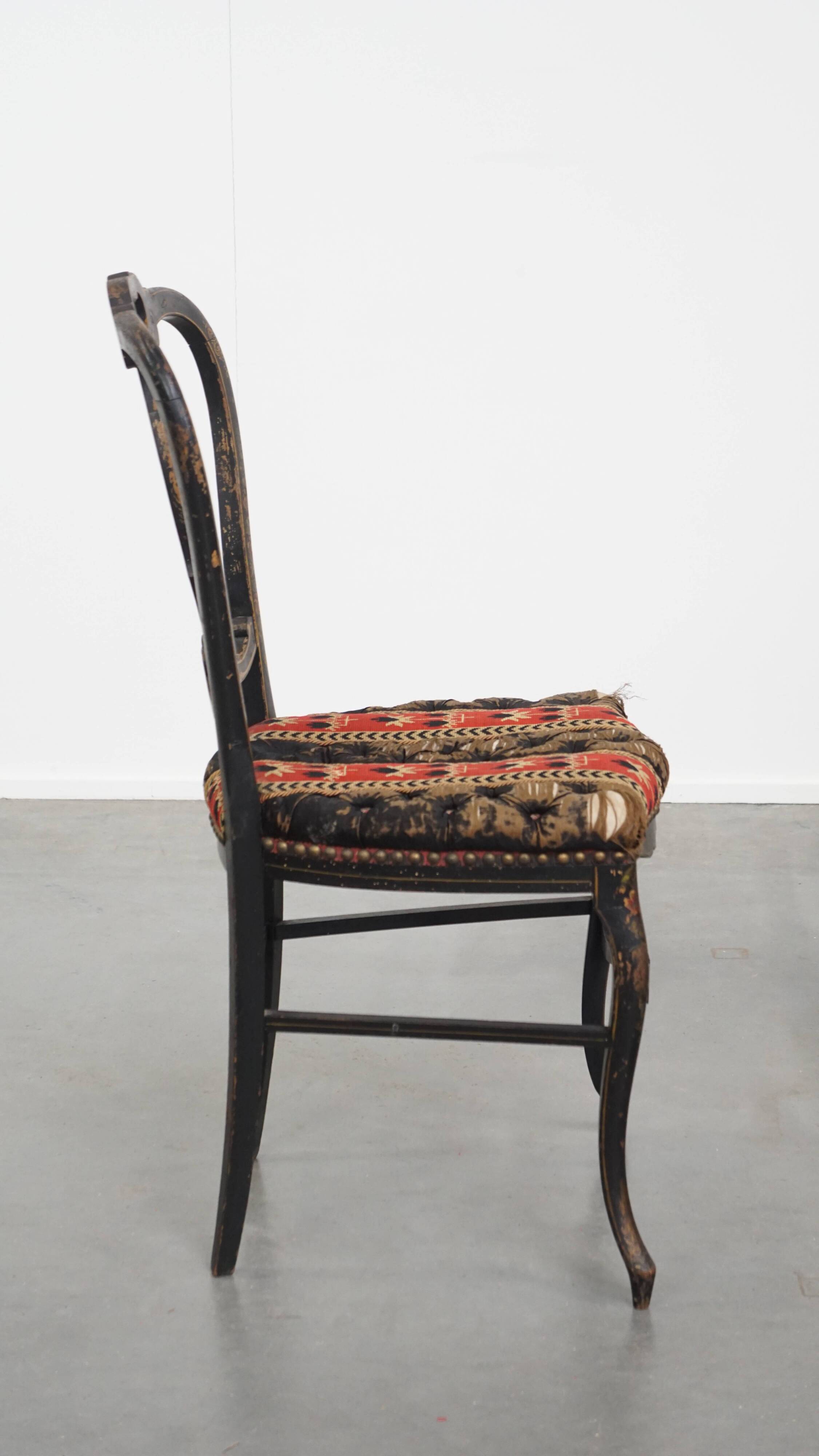 Antique French Napoleon III Chair Inlaid with Mother-of-Pearl