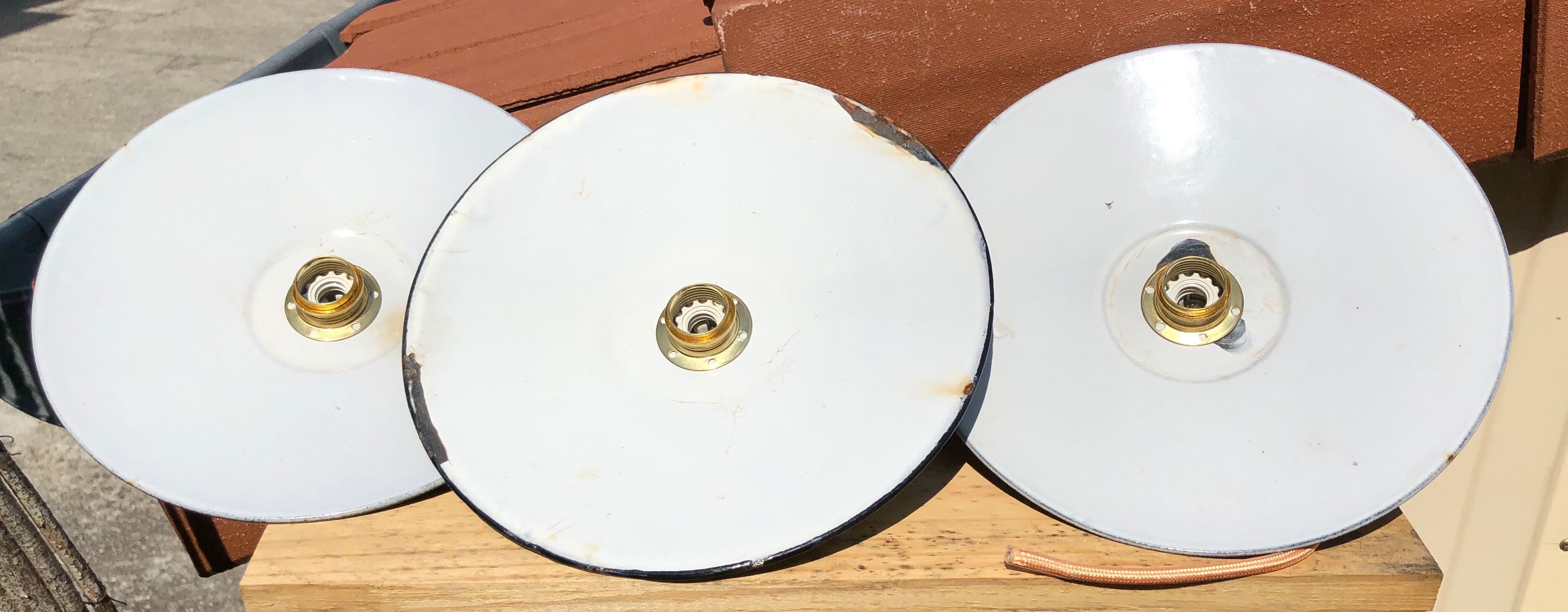 Trio suspension enamel sheet enamel vintage green and white, new e14 socket