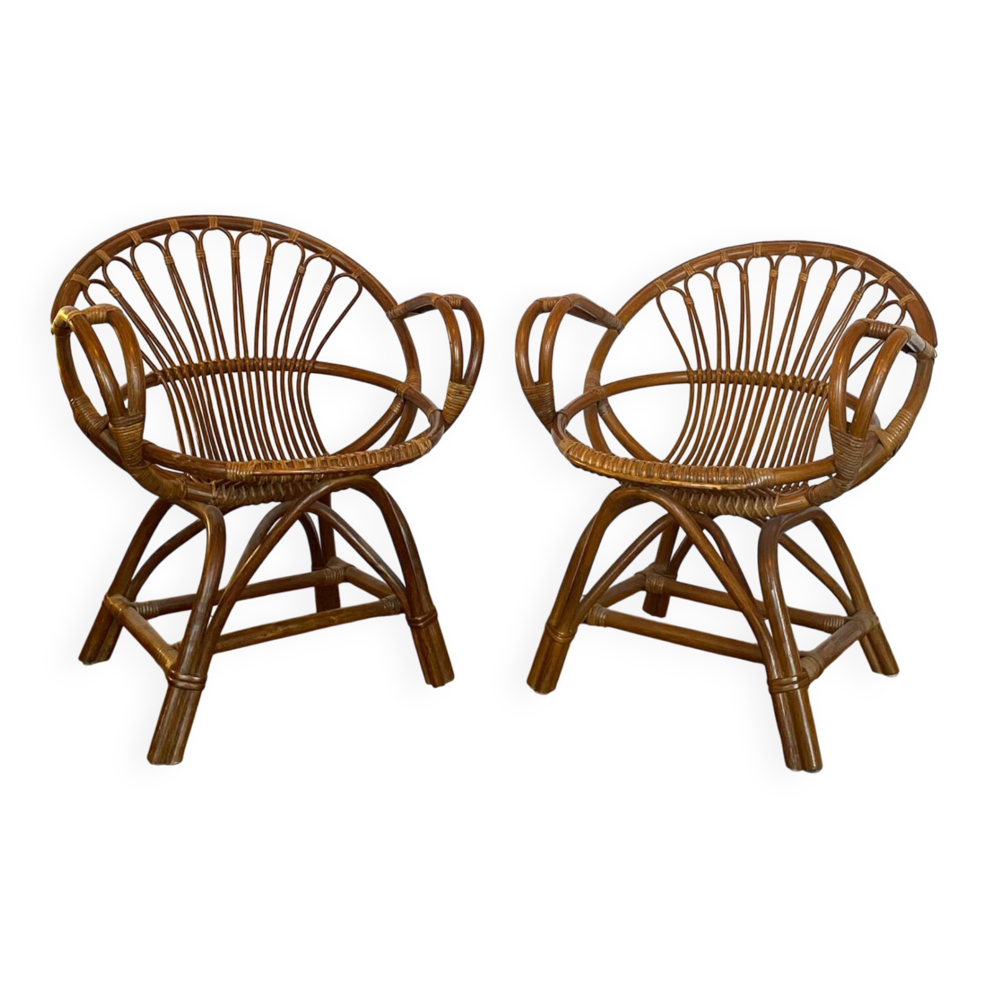 Pair of rattan armchairs
