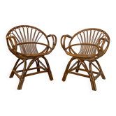 Paire de fauteuils en rotin